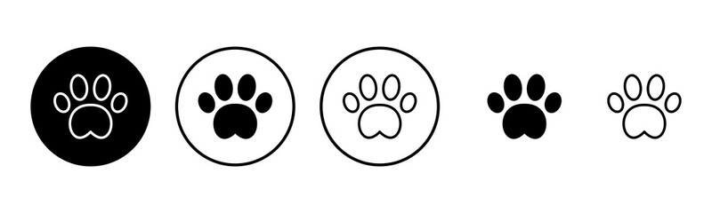 Paw icon set illustration. paw print sign and symbol. dog or cat paw