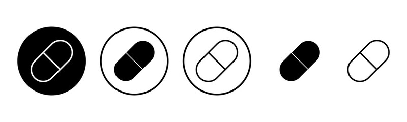 Pills icon set illustration. capsule icon. Drug sign and symbol