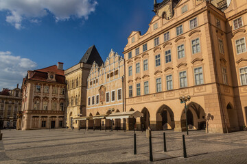 Fototapeta na wymiar Buildings on the Old Town square in Prague, Czech Republic