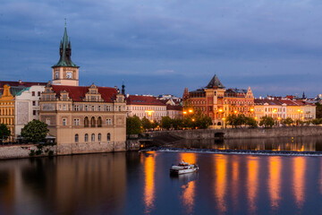 Fototapeta na wymiar Vltava river in the center of Prague, Czech Republic