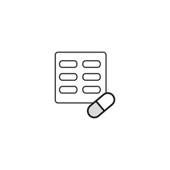 Pill blister editable stroke icon. Vector illustration. EPS 10.