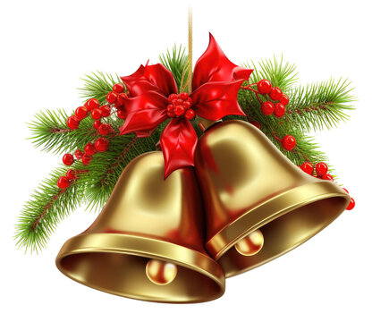 Christmas Bells Isolated on Transparent Background
