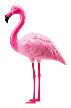 Plastic Flamingo Garden Lawn Ornament Decoration Isolated on Transparent Background
