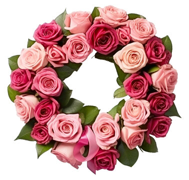 Roses Wreath Isolated on Transparent Background
