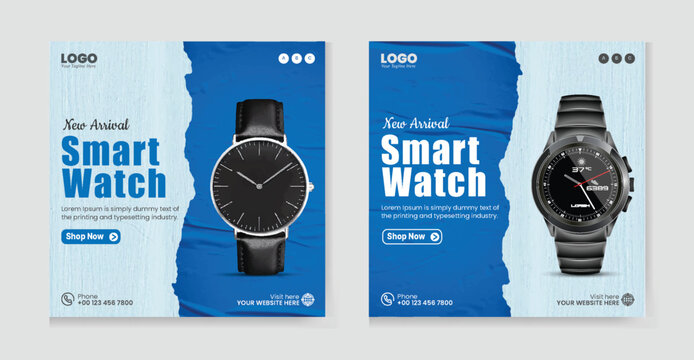 Smart Watch Banner Social Media Post Design, Ads Banner Template