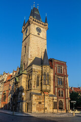Fototapeta na wymiar View the Old Town Hall in Prague, Czech Republic