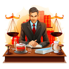 Clipart of a lawyer handling a toxic tort lawsuit against a Fortune 500 chemical company Generative AI - obrazy, fototapety, plakaty