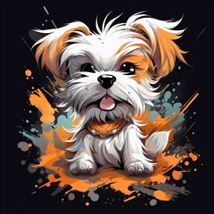 cute cartoon dog graphic t-shirt design