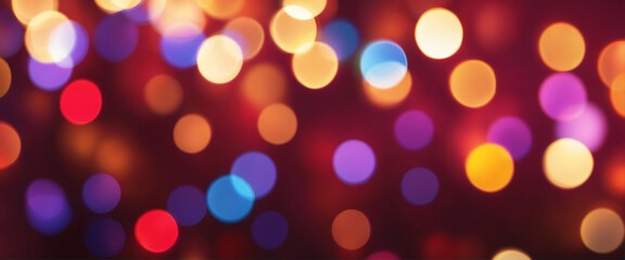 Colored Christmas illustration with blurry lights and bokeh effect. Generative AI