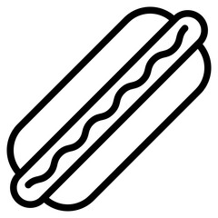 hot dog icon in line style isolated on transparent background. Fastfood icon, vector illustration for graphic design projects