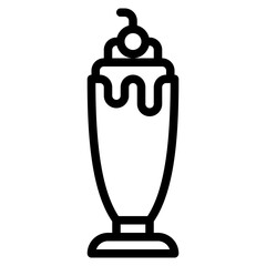 milkshake icon in line style isolated on transparent background. Fastfood icon, vector illustration for graphic design projects