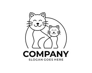 cat pet shop logo design with lines