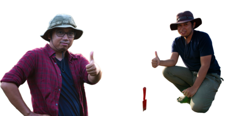 Gardener doing thumb up gesture isolated object, transparent background