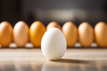 eggs are lined up in a row on a table