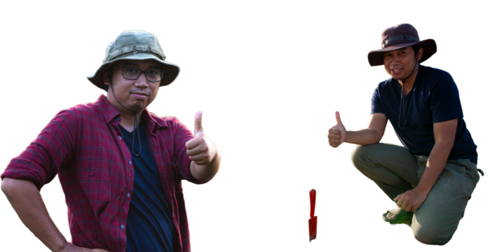 Gardener doing thumb up gesture isolated object, transparent background