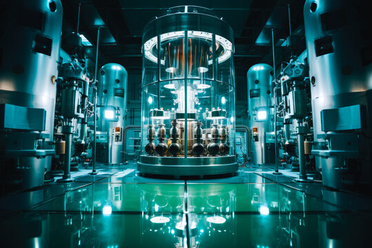 Inside a nuclear reactor in a power plant or science institute