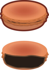 可愛いシンプルなお焼きとあんこの見えるお焼きのイラスト