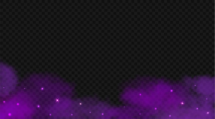 Violet cloudy smoke with glitter. Vector illustration. Abstract magic glowing powder isolated on transparent background. © Picture Store