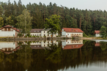 Fototapeta na wymiar Cerveny mlyn mill at Luznice river, Czech Republic