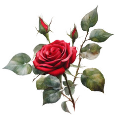 Obraz premium watercolor roses and leaves in a fantasy style. AI-Generated.
