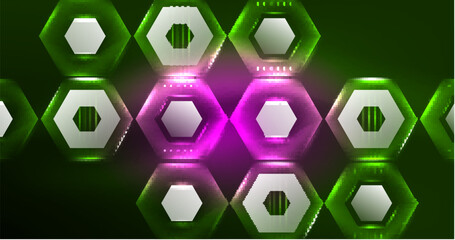 Abstract background neon hexagon vector illustration