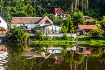 Fototapeta na wymiar Kvechuv mlyn former mill at Luznice river, Czech Republic