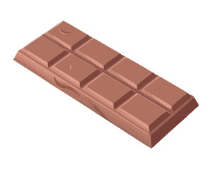 Broken chocolate bar slice, isolated on white