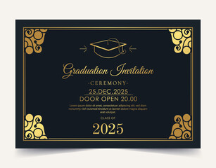 Elegant graduation invitation template with ornament