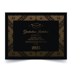 Elegant graduation invitation template with ornament