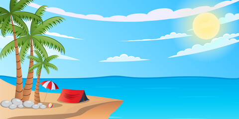 background illustration of clear and beautiful beach when summer