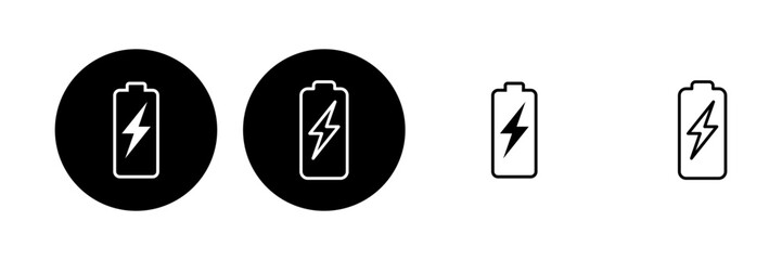 Battery icon set. battery charge level. battery charging icon