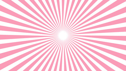 Fototapeta premium かわいいピンクの放射線 集中線 16:9 