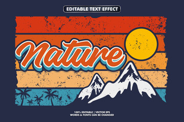 Vintage retro text effect with retro summer vibes background. Vintage printing template for poster and tshirt design. Outdoor design with retro concept