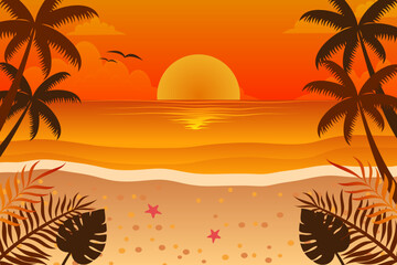 Fototapeta na wymiar landscape view of ummer sunset background design