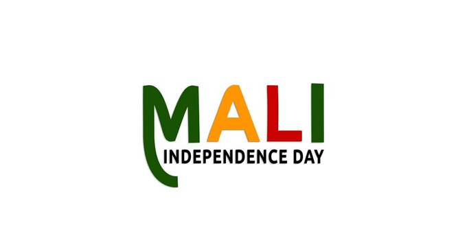 Mali Independence Day animation text with alpha channel. This animation showcases the spirit of Mali's Independence Day with vibrant and dynamic text. Ideal for social media posts and videos