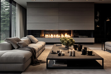 Serenity in Shades of Pewter: A Breathtakingly Modern Living Room Interior Inspired by Contemporary Decor