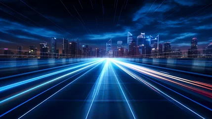 Poster Im Rahmen 夜空と光りが走る高速道路の風景 © Hanasaki