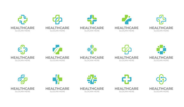 Modern medical or pharmacy logo. healthcare logo template. nonprofit organization logo template. geometric nonprofit logo template. mpodern and minimalist hospital logo template