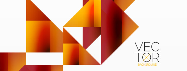 Fototapeta premium Geometric background with squares, triangles, circles. Shapes harmoniously interact, creating visually striking design for digital designs, presentations, website banners, social media posts