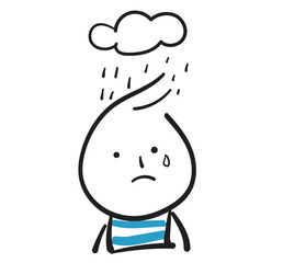 Cry, unhappy, rainy day Collection of hand drawn business worker icons. Vector illustration.	