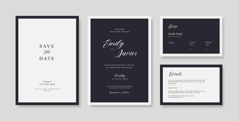 Elegant and minimalist wedding invitation template. Premium wedding invitation template. Wedding engagement template. engraved wedding invitation template