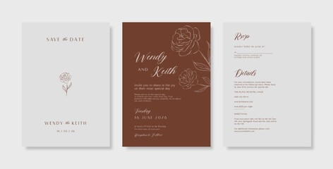 Minimalist wedding invitation template. Premium wedding invitation template. Wedding engagement template. engraved wedding invitation template