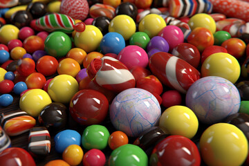 Fototapeta na wymiar Colorful lollipops and different colored round candy