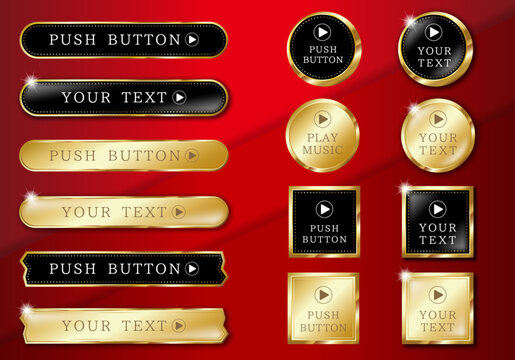 高級感のあるボタン　枠　＋立体　デザイナー時短用　RGB作成　ゴールド　金