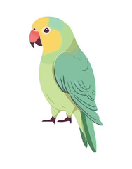 Colorful macaw perched on branch, feathers spread