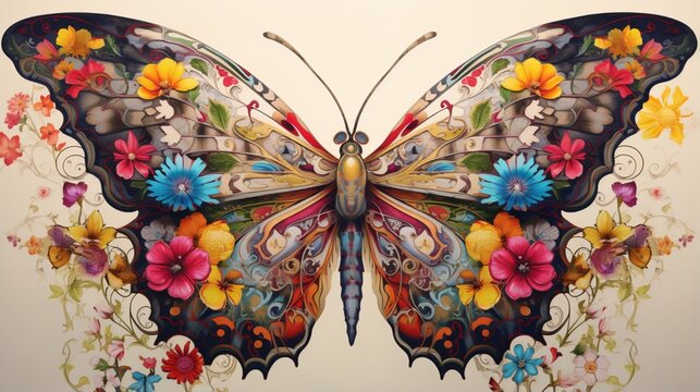 a delicate and colorful butterfly perched on a wildflower, showcasing the intricate patterns and vibrant hues of insects