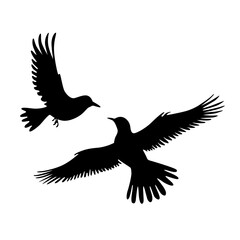 Naklejka premium Bird silhouettes, bird flying and standing silhouettes detailed