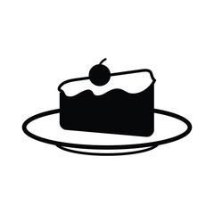 Cake slice icon silhouette design template isolated