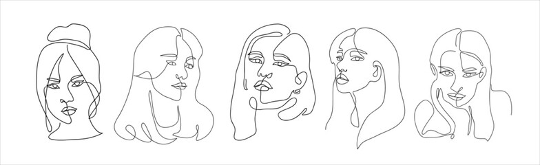 Hand drawn sketch line art of a woman. Abstract line art woman face. Abstract woman face single line art. Minimalist sketch single line art of a woman face. Line art woman portrait.Vector illustration