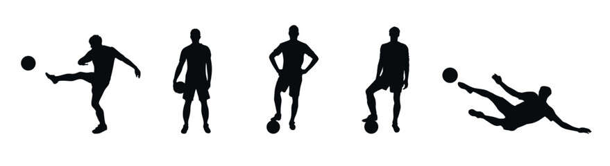 Man soccer player, man footballer silhouette